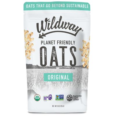 Wildway Organic Rolled Oats, Overnight Oats Glyphosate-Free, Gluten-Free Oatmeal Non-GMO, Plant-Based Protein Regenerative, Sustainable, Traceable Organic Oats Original 9 Oz