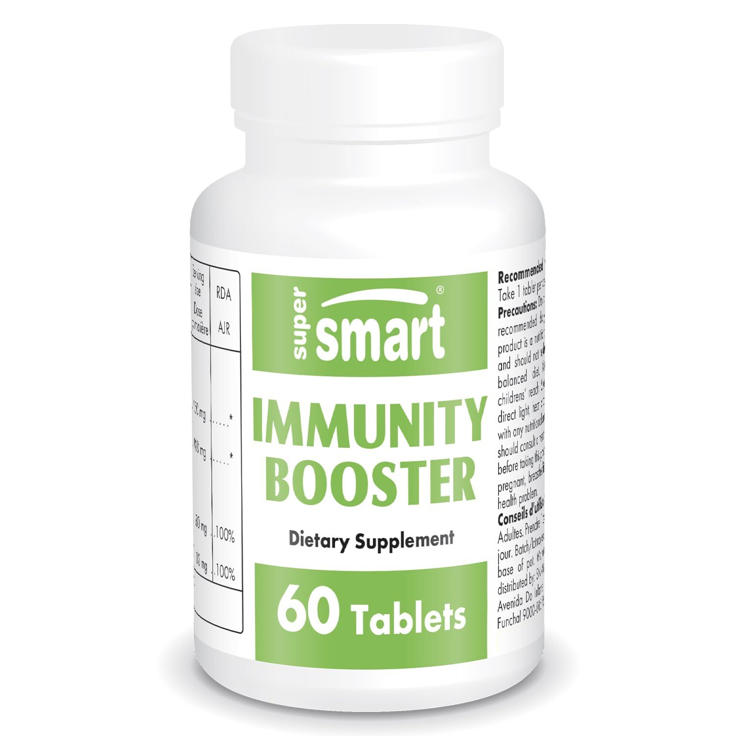 Supersmart - Immunity Booster - Immune System Booster Supplement - Sore Throat Coat - with Echinacea Extract, Beta Glucans, Vitamin C Zinc Non-GMO Gluten Free - 60 Tablets