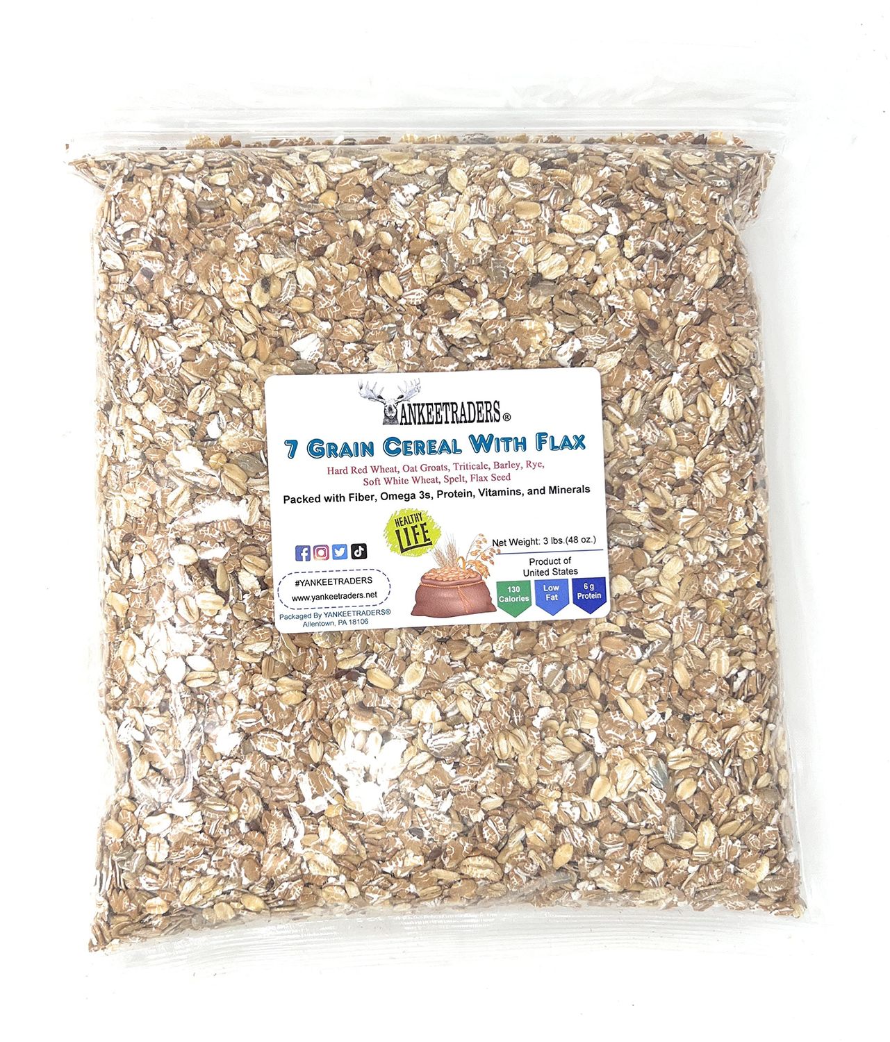 YANKEETRADERS 7 Grains Cereal with Flax, 3 Pounds