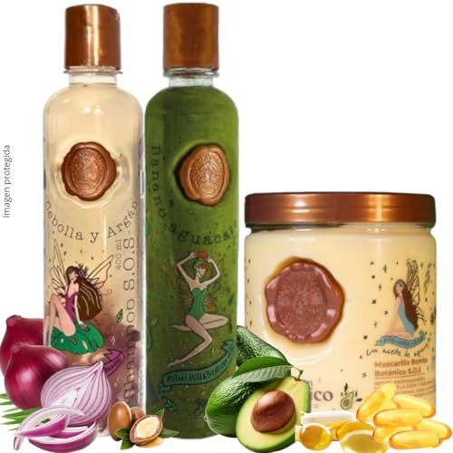RITUAL BOTANICO KIT 3 Crecimiento Acelerado Ultra Reparador S.O.S de Origen Bot nico: Shampoo de Cebolla, Mascarilla Bomba Capilar, Acondicionador Intensivo PLEX ( OBSEQUIO)