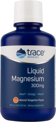 Trace Minerals Magnesium Liquid 300mg - Energy Heart Health Support Supplement - Minerals to Aid Digestion Hydration - Support Healthy Bones - Natural Tangerine Flavor, 16 fl oz (32 Servings)