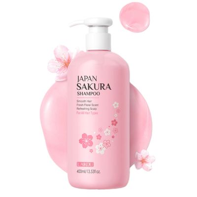 Sakura Shampoo, 14oz Clarifying, Hydrating and Thickening Hair Care, Repairs, Shine, Strengthens Volumizing Japanese Cherry Blossoms Vegan Shampoo for Dry Damaged Hair Care Scalp Exfoliation, Pink