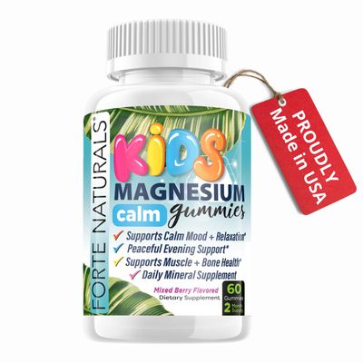 FORTE NATURALS Kids Magnesium Calm Gummies for Sleep, for Bedtime, 60 Count Supplements Made in The USA