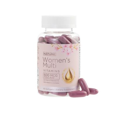 Built by Nature Vitamins for Women - Women&#39;s Complete Daily Multivitamin Supplement with A, B, C, D, E, Iron, Calcium, Magnesium and Multi Minerals - Wellness Immune Health Support - 60 Softgels