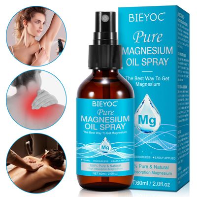 Magnesium Spray, 100 Pure Organic Natural Magnesium Oil Spray for Feet Glass Bottle, Soothing Relief Relaxation, Easy to Absorb and Use