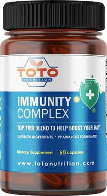 TotoNutrition Immunity Support Booster with Vitamin C, D, Elderberry, Echinacea, Zinc, Quercetin, Curcumin, Ginger, B Vitamins Supplement, Vegan, Gluten Free, No Gelatin