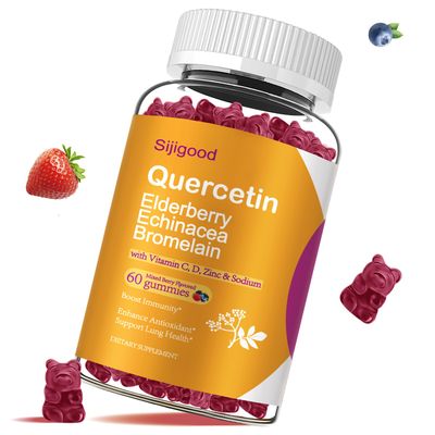 Quercetin Gummies with Bromelain, Elderberry, Echinacea, Vitamin C D Zinc - Immune System Support 60 Counts Pure Quercetin Gummies for Kids Adults