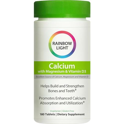 Rainbow Light Calcium With Magnesium and Vitamin D3 Tablets, Dietary Supplement Provides Bone Health and Teeth Support, With Calcium, Magnesium and Vitamin D, Vegetarian and Gluten Free, 180 Count