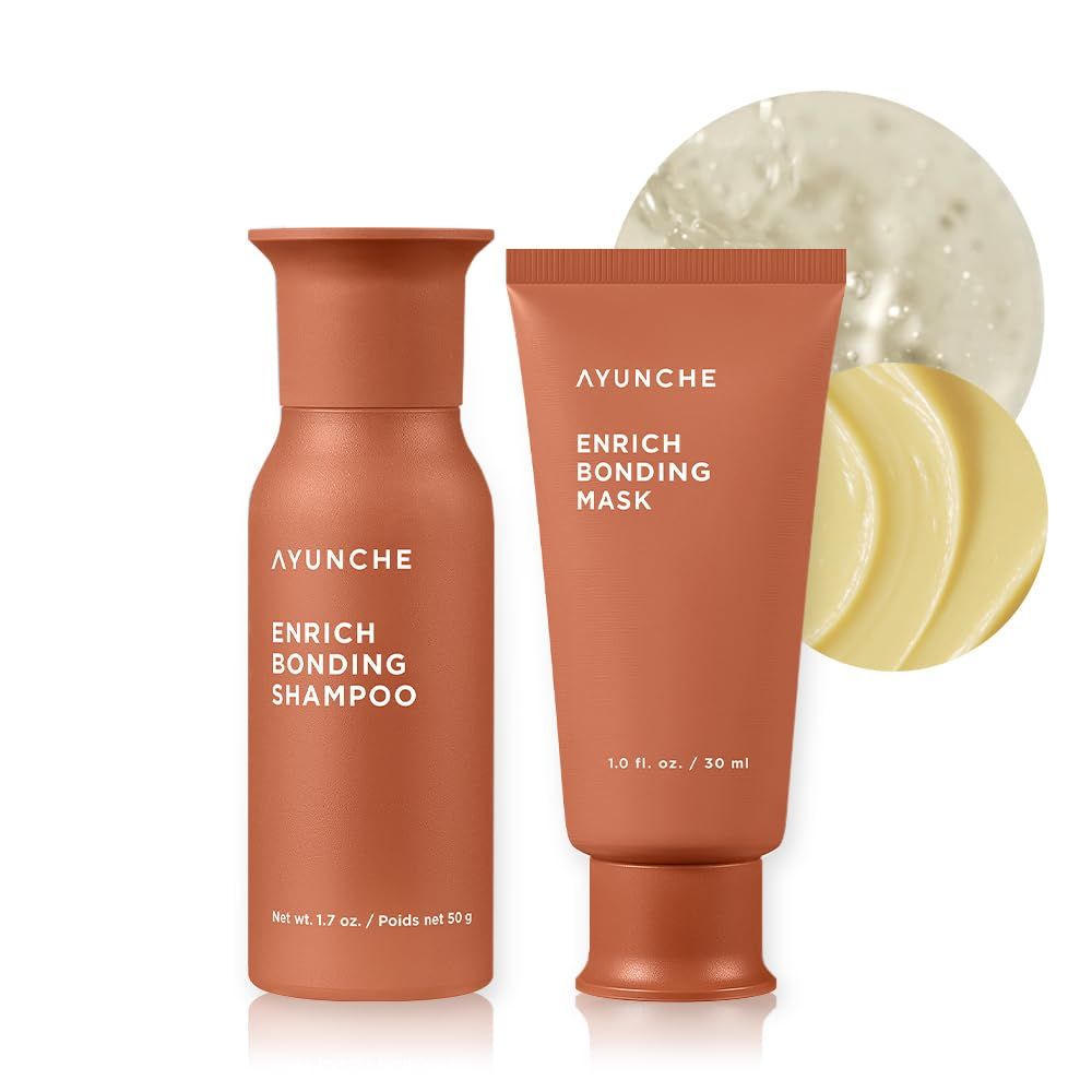 AYUNCHE Bonding Shampoo and Hair Mask Mini Kit - Intensive Care for Damaged, Tangled and Split Ends Korean Salon Brand