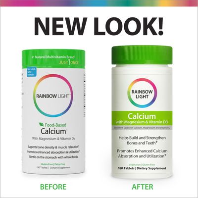 Rainbow Light Calcium With Magnesium and Vitamin D3 Tablets, Dietary Supplement Provides Bone Health and Teeth Support, With Calcium, Magnesium and Vitamin D, Vegetarian and Gluten Free, 180 Count