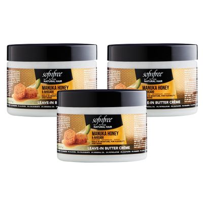 Sofn&#39;free Leave-In Conditioner with Manuka Honey Avocado Natural Hair Butter and Moisturizer for Coily Curly Hair - 11 Fl Oz (Pack of 3)