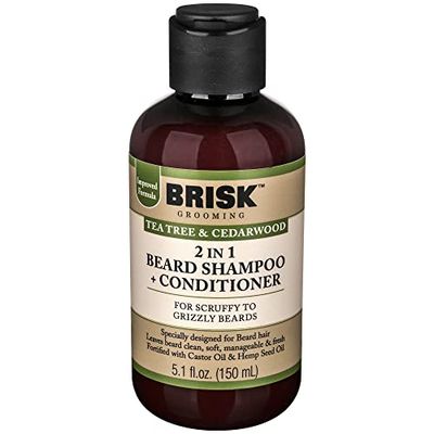 Brisk Beard Grooming Shampoo, Tea Tree Cedarwood, 5.1 Oz