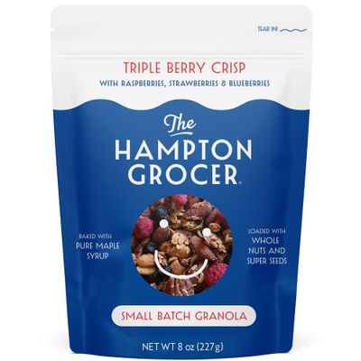 The Hampton Grocer Triple Berry Crisp Granola - Gluten-Free, Organic Oats, Almonds, Cashews Pecans, Sweetened with Maple Syrup - Crunchy, Small-Batch, 8oz