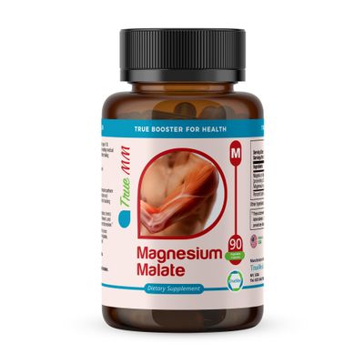 TrueMed Magnesium Malate 1350 mg, 90 Capsules 30 Days Supply with High Bioavailability for Muscle Function, Energy Production and Holistic Wellness Support Non-GMO, Vegan, Made Tested in The USA