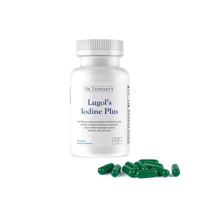 Dr. Tennant&#39;s Iodine Supplement Plus Lugol&#39;s Iodine Potassium Iodide with Essential Co-Factors Selenium, Zinc Fulvic Acid Supports Thyroid Breast Health 90 Capsules