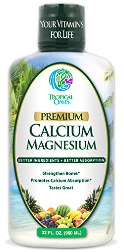Tropical Oasis Liquid Calcium Magnesium - Natural Formula wSupport for Strong Bones - Liquid Vitamins wCalcium, Magnesium Vitamin D - up to 96 Absorption by The Body. - 32oz, 64 Serv.