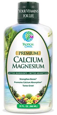 Tropical Oasis Liquid Calcium Magnesium - Natural Formula wSupport for Strong Bones - Liquid Vitamins wCalcium, Magnesium Vitamin D - up to 96 Absorption by The Body. - 32oz, 64 Serv.