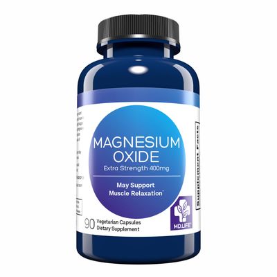 MD. Life Magnesium Oxide Supplement - 90 Capsules - High Absorption Magnesium Supplement for Vascular Health, Leg Cramps, Magnesium for Sleep - Non GMO