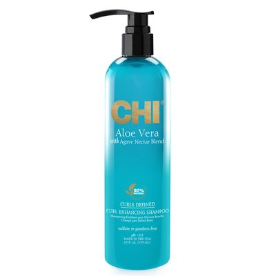 Chi Aloe Vera Curl Enhancing Shampoo, Gently Cleanses Increases Moisture For Curly Hair, Sulfate, Paraben, Cruelty-Free, 11.5 Oz