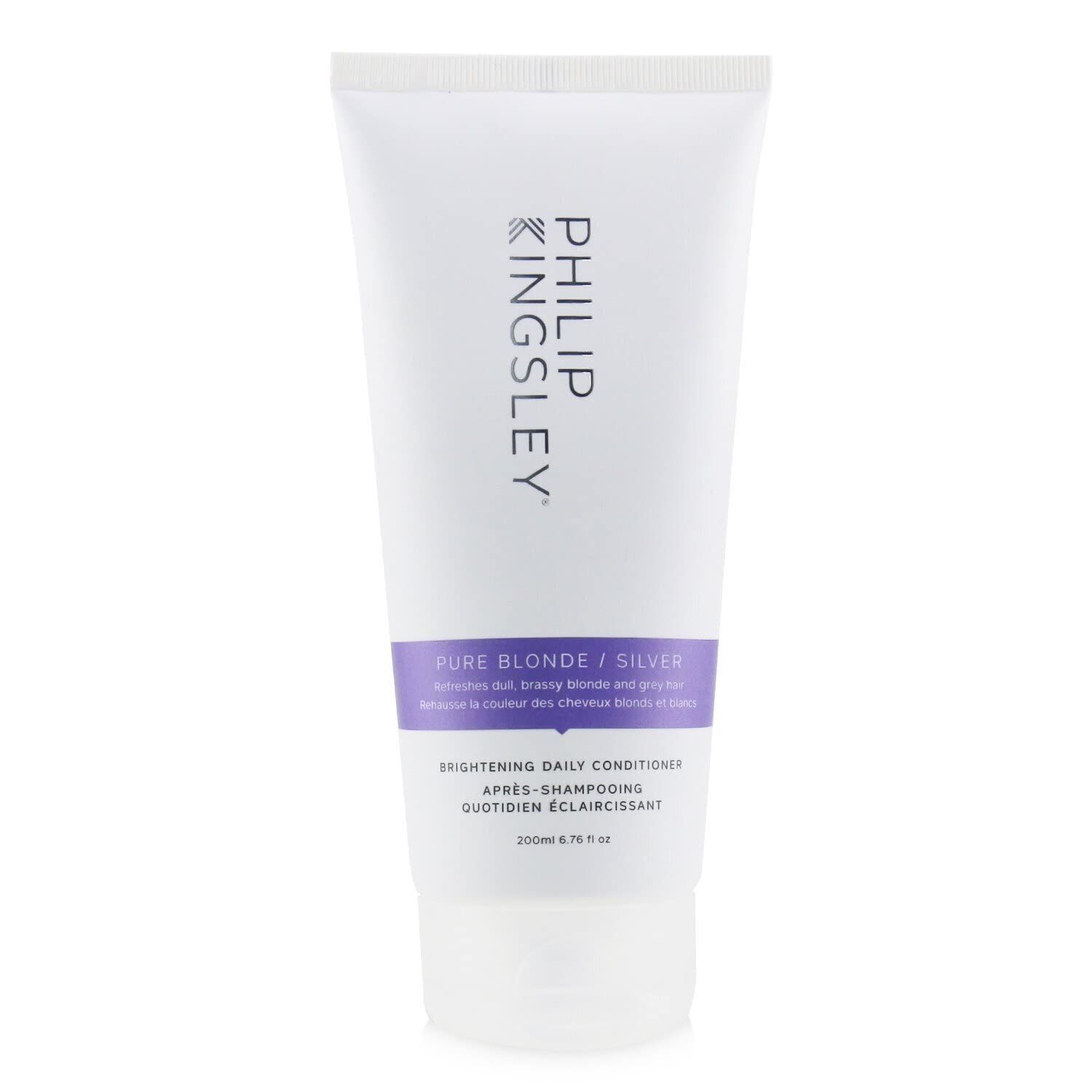 PHILIP KINGSLEY Pure BlondeSilver Brightening Daily Purple Conditioner for Blonde Gray Brassy Colored Highlighted Bleached Hair Toner for Orange Brassiness and Yellow Tones, 6.76 oz