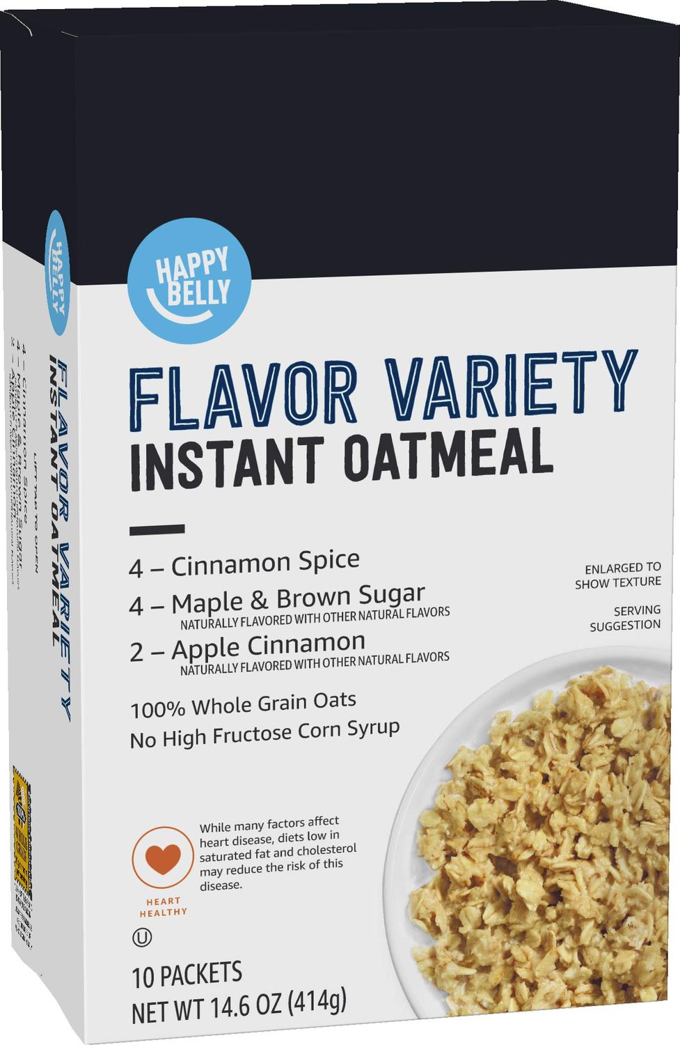 Amazon Brand - Happy Belly Instant Oatmeal, Variety Pack, 14.6 ounce (Pack of 1)