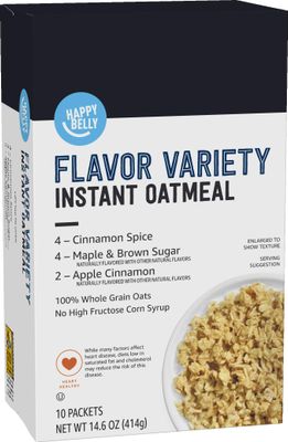 Amazon Brand - Happy Belly Instant Oatmeal, Variety Pack, 14.6 ounce (Pack of 1)