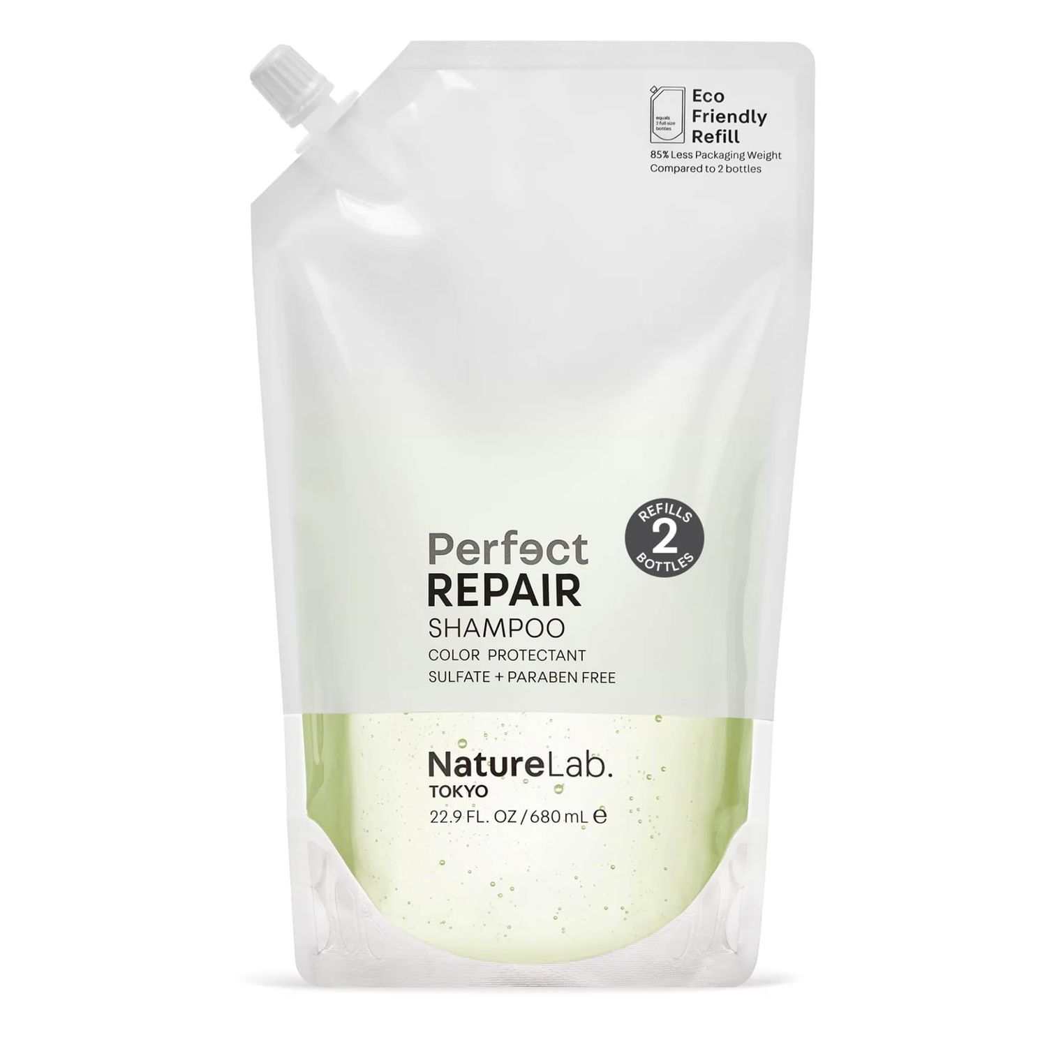 NATURELAB. TOKYO Perfect Repair Shampoo: Eco-Friendly Refill Pouch: Reparative Shampoo to Replenish and Restore Damaged, Color Treated Hair and Strengthen New Hair I 22.9 FL OZ 680ml