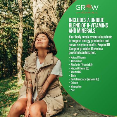 grow vitamin Beyond B1 Complex - Allithiamine Natural Vitamin B1 Supplement with Essential B-Vitamins, Thiamin, Niacin, Biotin, Magnesium More - Supports Energy, Mood Nervous System - 90 Capsules