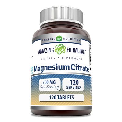 Amazing Formulas Magnesium Citrate 200 Mg Tablets Mineral Supplement Non-GMO Gluten Free Made in USA (1 Pack, 120 Count)