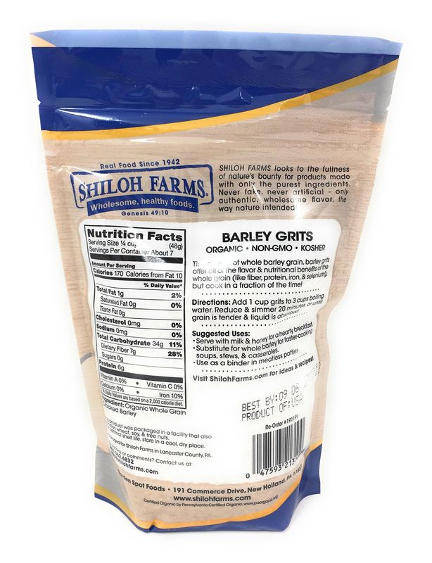 Shiloh Farms Organic Barley Grits -- 12 oz - 2 pc