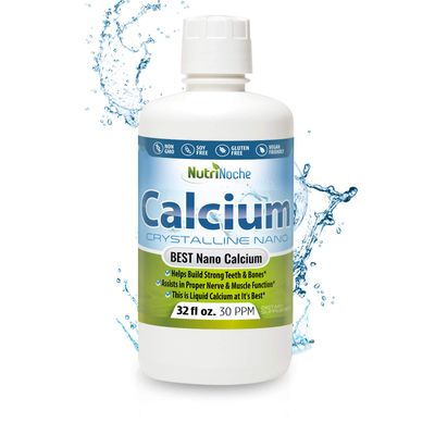NutriNoche Liquid Calcium Supplement - 99.99 Ultra Pure Crystalline Nano Calcium for Women, Men Children - Calcium Citrate Alternative - Absorbed at a Cellular Level Sublingually - 30 ppm