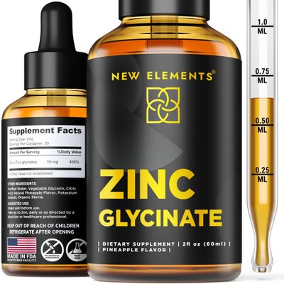 Zinc Supplements 50mg Liquid Zinc Supplement Zinc Glycinate Drops for Adults Supports Immune Health Metabolism Skin Care Supplement Non-GMO Vegan Gluten-Free