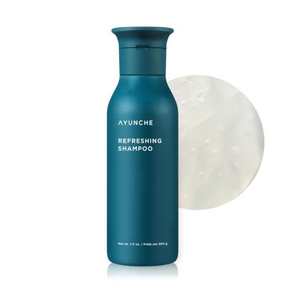 AYUNCHE Refreshing Shampoo for Clean Oily Scalp, 7.1oz - Deep Purifying Cool Down, Powerful Cooling Deep Cleansing, Anti-Dandruff Shampoo, Korean Salon Brand