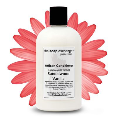The Soap Exchange Hair Conditioner - Sandalwood Vanilla Scent - Hand Crafted 12 fl oz 354 ml Natural Artisan Hair Care, Sulfate Paraben Free, Nourish, Moisturize, Protect. Made in the USA.