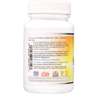 Wonder Laboratories Chelated Zinc Gluconate 50 mg - Supports Healthy Skin, Immune System, Cell Growth, and More - 100 Vegetarian Tablets