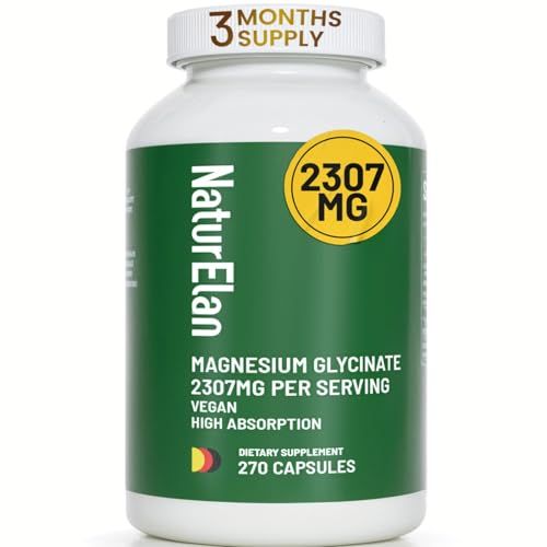 Magnesium Glycinate - 270 Capsules, 2307mg 300mg Elemental Magnesium Supplement per Serving, High Absorption Formula for Sleep, MusclesEnergy Support, Third-Party Tested, Vegan, Non-GMOGluten Free