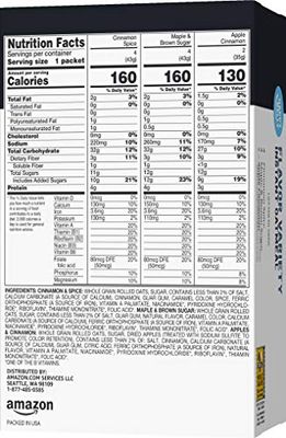 Amazon Brand - Happy Belly Instant Oatmeal, Variety Pack, 14.6 ounce (Pack of 1)