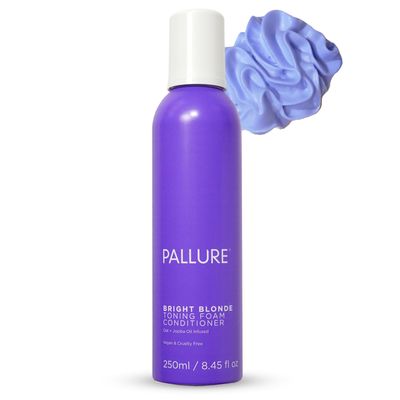 Pallure Bright Blonde Hair Toning Foam Conditioner, Reduces Brassiness And Yellow Tones - For Blonde, Silver, Ash Hair, Vegan and Cruelty Free, 250 ml