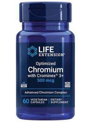 Life Extension Optimized Chromium with Crominex 3 500 mcg, Metabolism Health, Healthy Balance, Vegetarian, Gluten Free, Non-GMO, 500 mcg, 60 Vegetarian Capsules