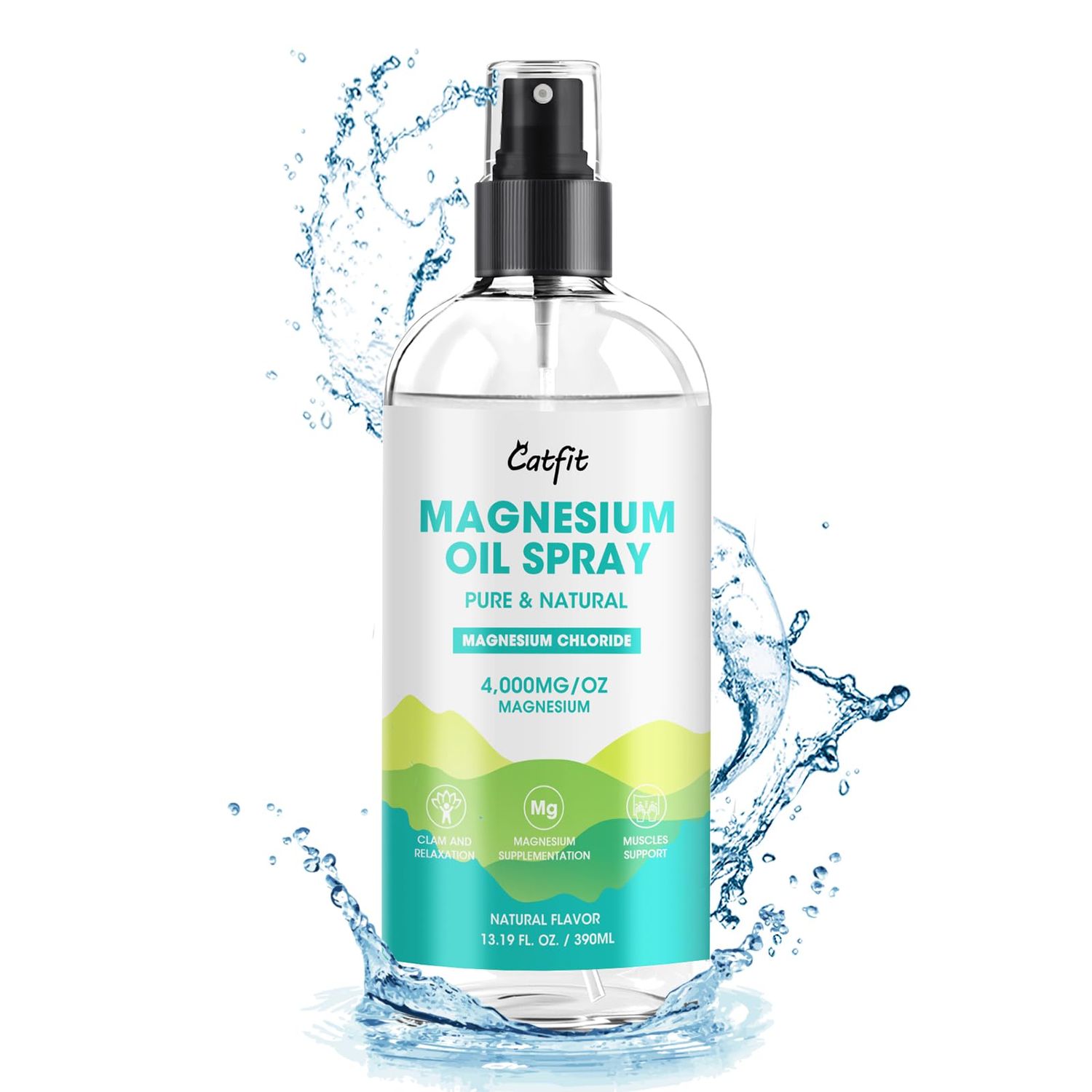 Magnesium Oil Spray - Pure Natural Magnesium chloride Oil High Potency Trace Minerals - Topical Magnesium Spray for Feet and Sleep, Soothing Muscles, Mood Support - High Absorption - 390ml(13.19 Oz)