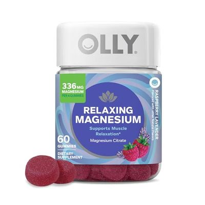 OLLY Relaxing Magnesium Gummies, Supports Muscle Relaxation, Magnesium Citrate, Raspberry Lavender Flavor, 15 Day Supply - 60 Count