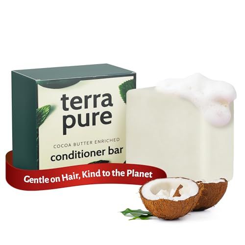 Terra Pure Conditioner Bar Cocoa Butter Enriched by 1-Shoppe Plastic Free, Soap Free, Vegan, Plant Based, Sustainable, Eco-Friendly, Zero Waste