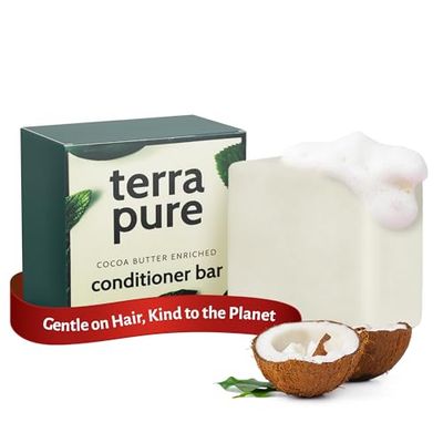 Terra Pure Conditioner Bar Cocoa Butter Enriched by 1-Shoppe Plastic Free, Soap Free, Vegan, Plant Based, Sustainable, Eco-Friendly, Zero Waste