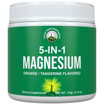 5-in-1 Magnesium Powder Drink for Women Men. Magnesium Glycinate Citrate Malate Chelate Taurate. Great Tasting Vegan Supplement for Muscle Relaxation, Sleep, Cramps. Orange Flavor