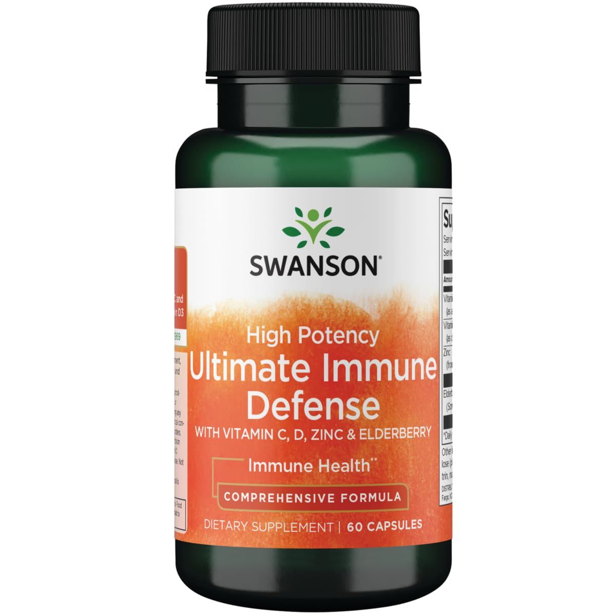 Swanson High Potency Ultimate Immune Defense with C, D, Zinc Elderberry 60 Caps
