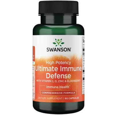 Swanson High Potency Ultimate Immune Defense with C, D, Zinc Elderberry 60 Caps