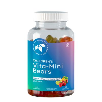 Mountain Meadow Herbs Vita-Mini Bears for Children Multivitamin with Biotin, Folic Pantothenic Acid, Iodin, Zinc for Children s Healthy Development Fruit Gummies, 60 ct.