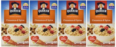 Quaker Instant Oatmeal Cinnamon Spice, 8-Count Boxes (Pack of 4)