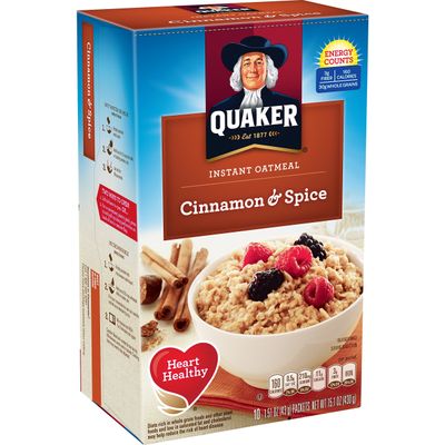 Quaker Instant Oatmeal Cinnamon Spice, 8-Count Boxes (Pack of 4)