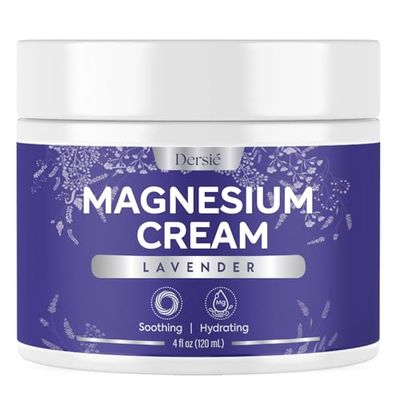 Dersie Magnesium Cream for Sleep Leg Cramps: Soothing Magnesium Lotion with Lavender, Grape Camellia Seed Oil - Hydrating Calming for Men, Women and Kids (4 fl oz)